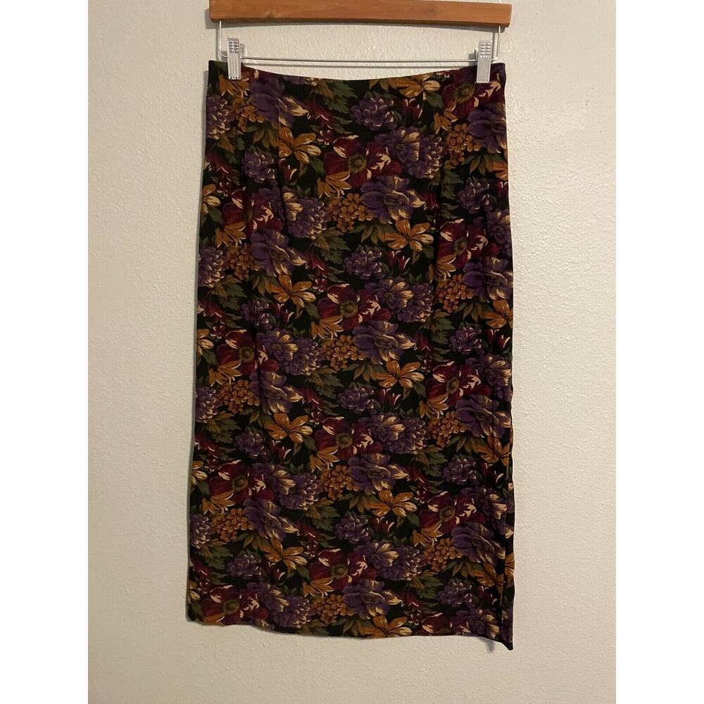 Vintage Briggs New York Womens Maxi Skirt 10 Petite Floral Dark Cottagecore 90s